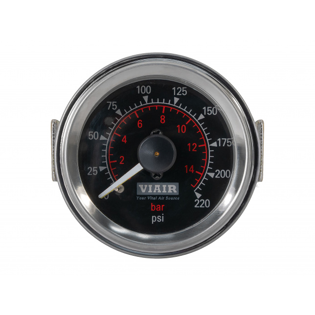 Манометр VIAIR 2 220 PSI, 2 контура, с подсветкой, черный